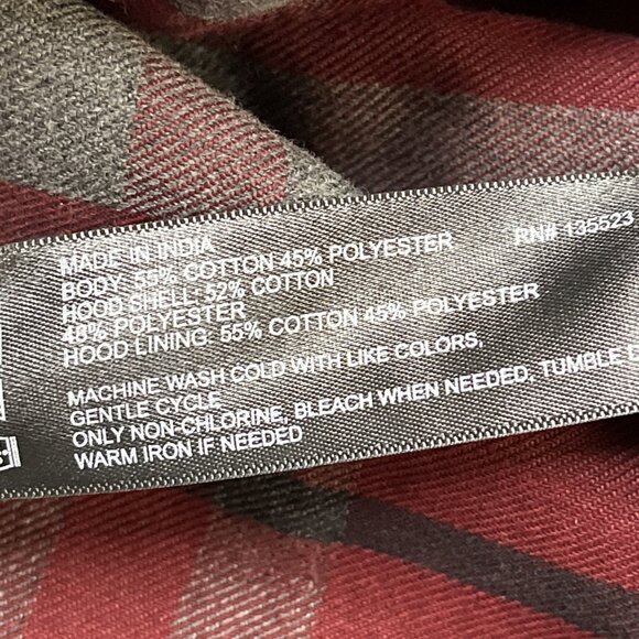 Jared Flannel Mens XL Red Plaid Fleece Lined Hood Zip Front Shirt Jacket Outdoor - Picture 7 of 8